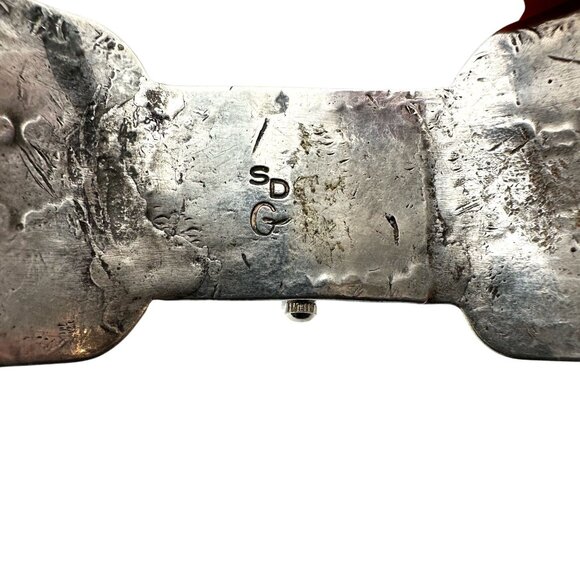 Vintage Native American Peyote Bird Turquoise Coral Bracelet Sterling Silver - Picture 5 of 5